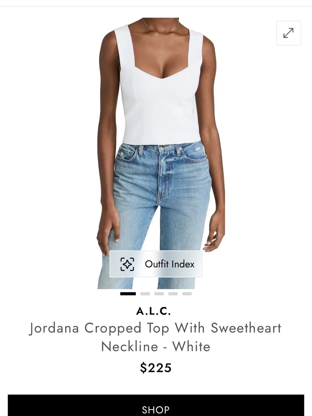 A.L.C. White Cropped Sweetheart Neckline Tank